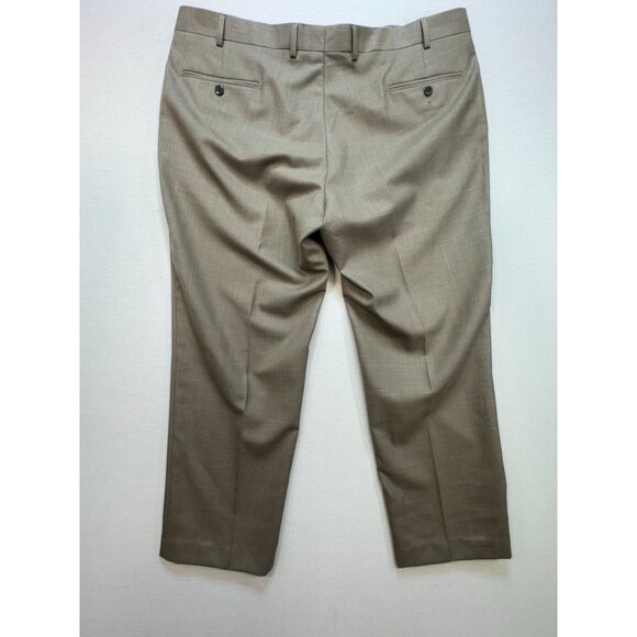 Calvin Klein Mens Dress Pants Size 40Wx30L Taupe Flat Front Formal Straight Leg - Picture 10 of 13